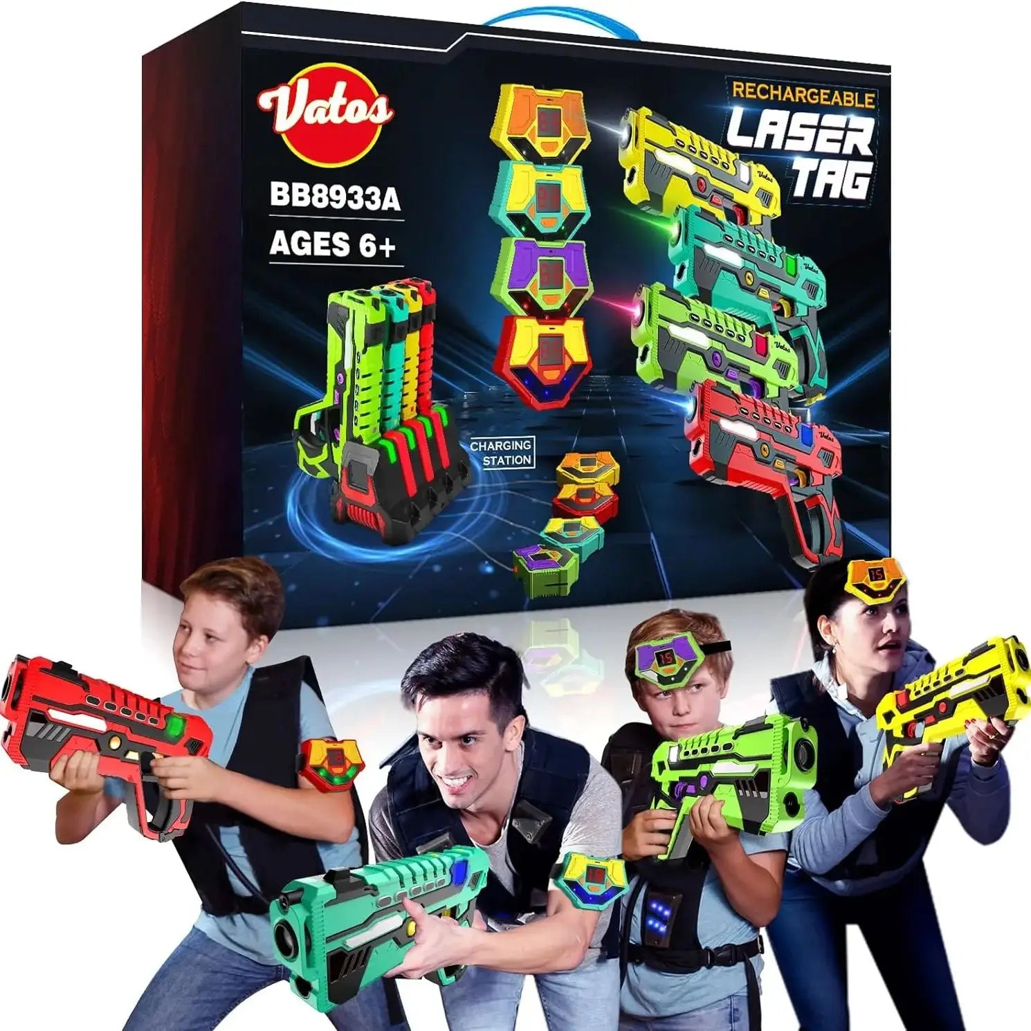 Laser Tag Guns Battle Game Electric Infrared Gun Set Toy Kids x4 Boy Girl Team Party Indoor Outdoor Game Christmas Gifts