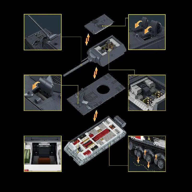 2416PCS WW2 Maus Tank Military Building Blocks Set With 7 Figures Collectible Technik Tanks Assembly Model Kit Adults Toys Gifts