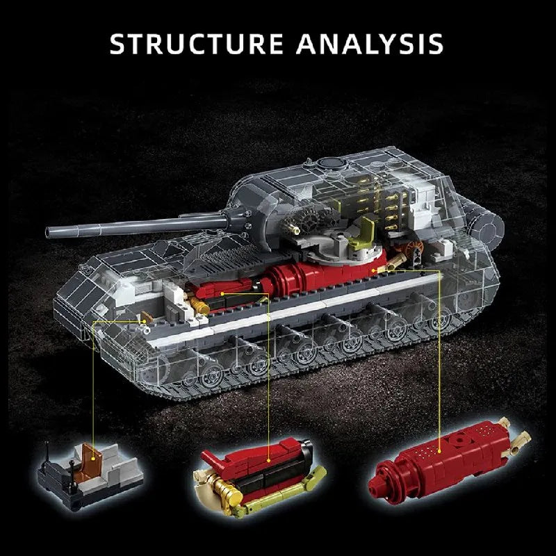 2416PCS WW2 Maus Tank Military Building Blocks Set With 7 Figures Collectible Technik Tanks Assembly Model Kit Adults Toys Gifts