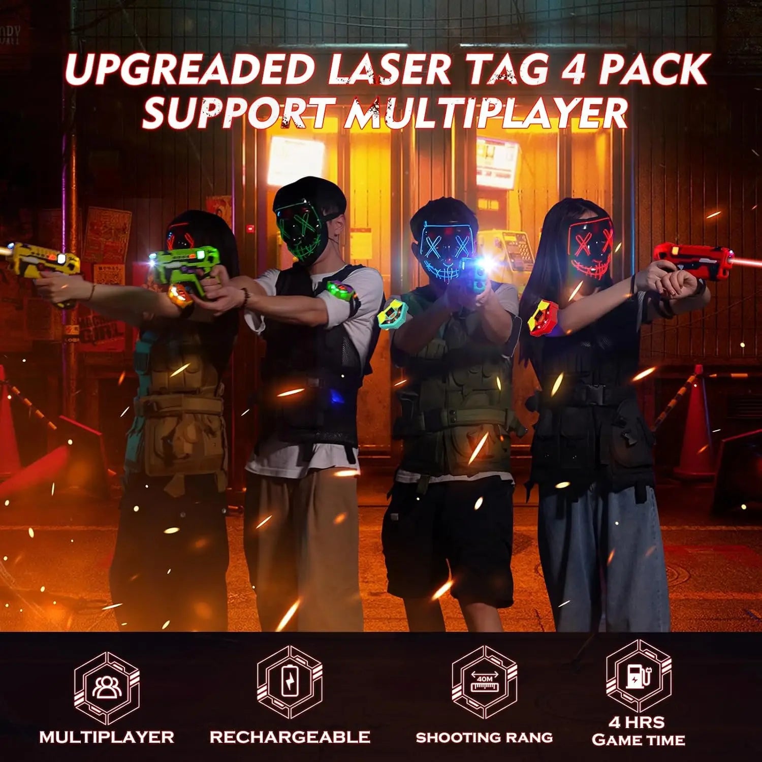 Laser Tag Guns Battle Game Electric Infrared Gun Set Toy Kids x4 Boy Girl Team Party Indoor Outdoor Game Christmas Gifts