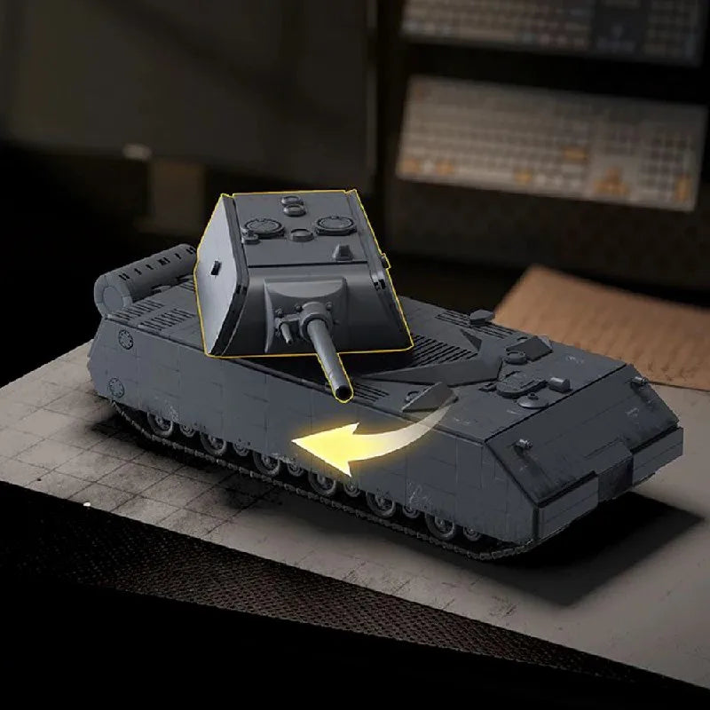 2416PCS WW2 Maus Tank Military Building Blocks Set With 7 Figures Collectible Technik Tanks Assembly Model Kit Adults Toys Gifts