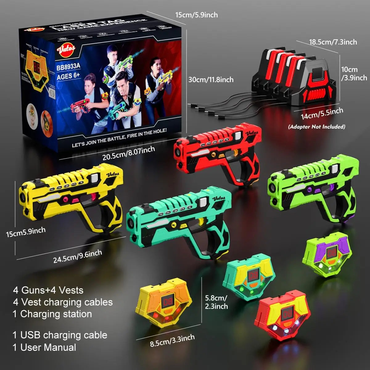Laser Tag Guns Battle Game Electric Infrared Gun Set Toy Kids x4 Boy Girl Team Party Indoor Outdoor Game Christmas Gifts