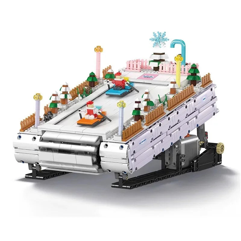 Christmas Train Wonderland House Building Blocks Set Motor Winter Amusement Park Snowman Tree Bricks Toy Children Xmas Gifts